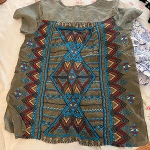 Johnny Was Multicolor Embroidered Tunic